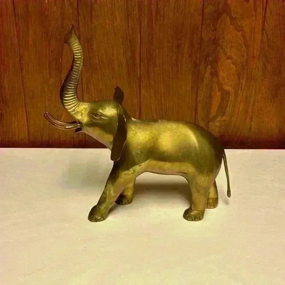 Vintage Large Brass Elephant Sculpture 1970's - Picture 1 of 11